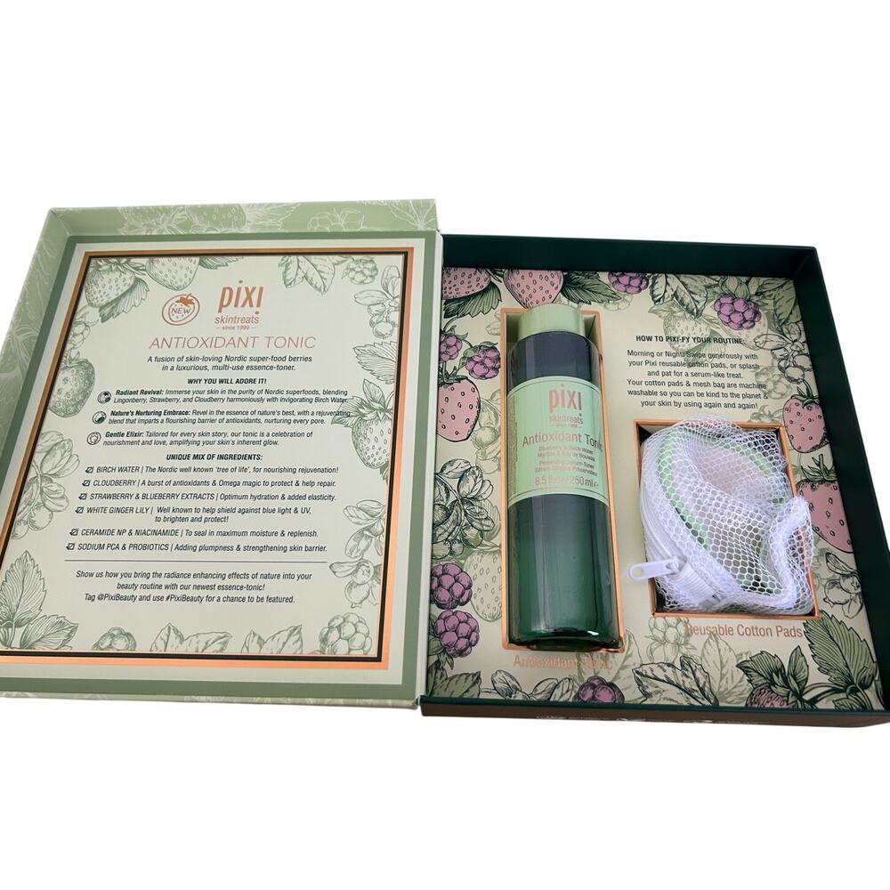 Pixi Antioxidant Tonic & Reusable Cotton Pads NEW Gift Set